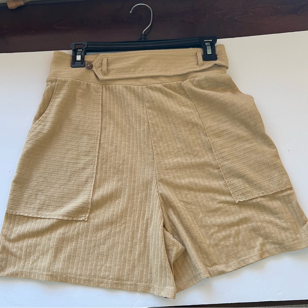 FP Beach Yellow/Beige sheer high waist shorts size M
